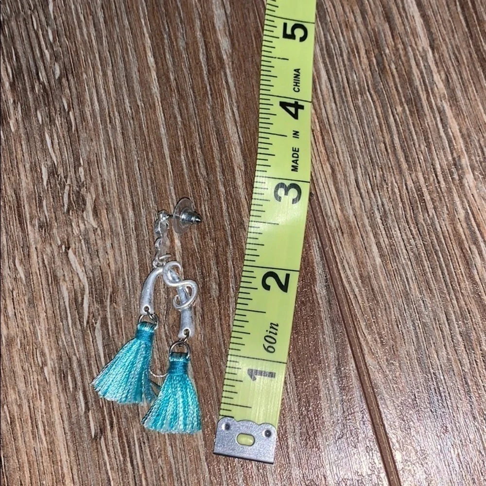 Silver and turquoise tassel post Earrings